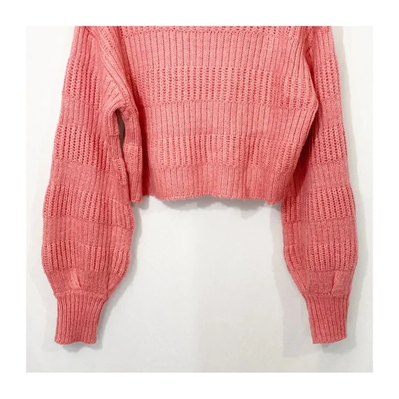 Urban Outfitters Cropped Balloon Sleeve Knit Pullover Sweater in Pink - Picture 6 of 12